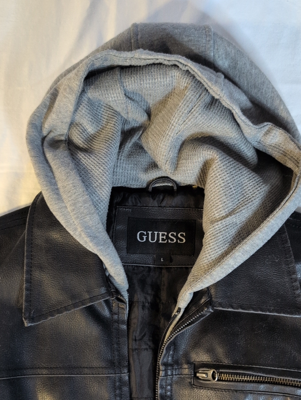 GUESS Black Jacket with Gray Hooded Liner